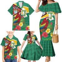 Guyana Republic Day Family Matching Mermaid Dress and Hawaiian Shirt Scarlet Macaw With Map Tropical Style
