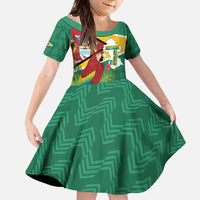 Guyana Republic Day Family Matching Summer Maxi Dress and Hawaiian Shirt Scarlet Macaw With Map Tropical Style