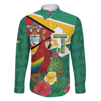 Guyana Republic Day Family Matching Summer Maxi Dress and Hawaiian Shirt Scarlet Macaw With Map Tropical Style