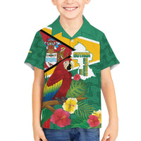 Guyana Republic Day Family Matching Tank Maxi Dress and Hawaiian Shirt Scarlet Macaw With Map Tropical Style