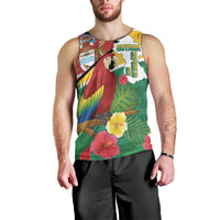 Guyana Republic Day Men Tank Top Scarlet Macaw With Map Tropical Style