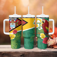 Guyana Republic Day Tumbler With Handle Scarlet Macaw With Map Tropical Style - Wonder Print Shop