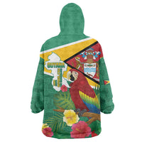 Guyana Republic Day Wearable Blanket Hoodie Scarlet Macaw With Map Tropical Style - Wonder Print Shop
