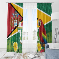 Guyana Republic Day Window Curtain Scarlet Macaw With Map Tropical Style - Wonder Print Shop