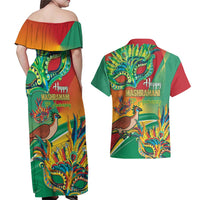 Guyana Republic Day Couples Matching Off Shoulder Maxi Dress and Hawaiian Shirt Happy Mashramani 55th Anniversary