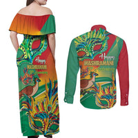 Guyana Republic Day Couples Matching Off Shoulder Maxi Dress and Long Sleeve Button Shirt Happy Mashramani 55th Anniversary