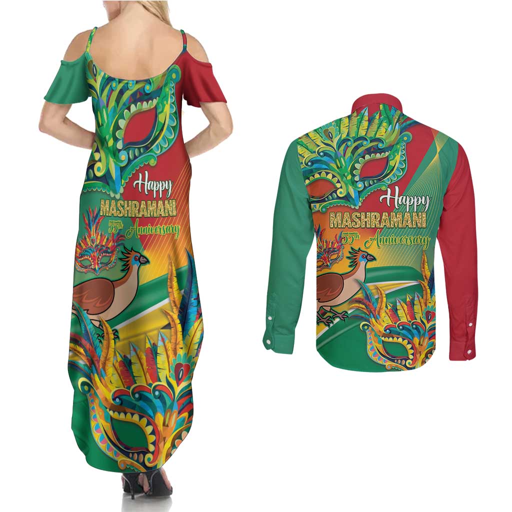 Guyana Republic Day Couples Matching Summer Maxi Dress and Long Sleeve Button Shirt Happy Mashramani 55th Anniversary