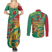 Guyana Republic Day Couples Matching Summer Maxi Dress and Long Sleeve Button Shirt Happy Mashramani 55th Anniversary