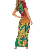 Guyana Republic Day Family Matching Short Sleeve Bodycon Dress and Hawaiian Shirt Happy Mashramani 55th Anniversary