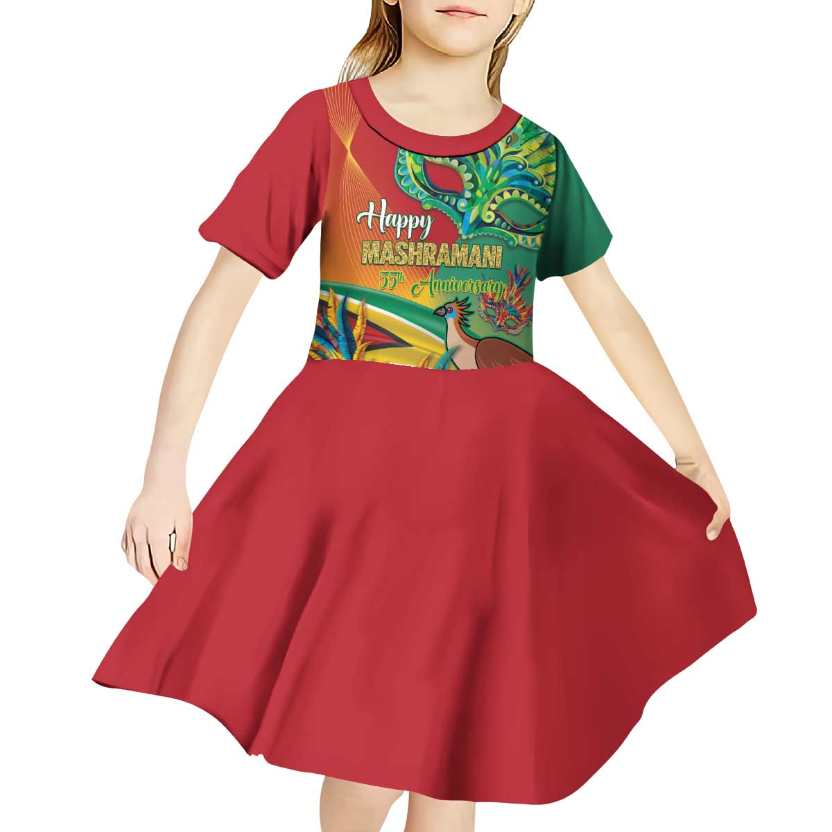 Guyana Republic Day Kid Short Sleeve Dress Happy Mashramani 55th Anniversary
