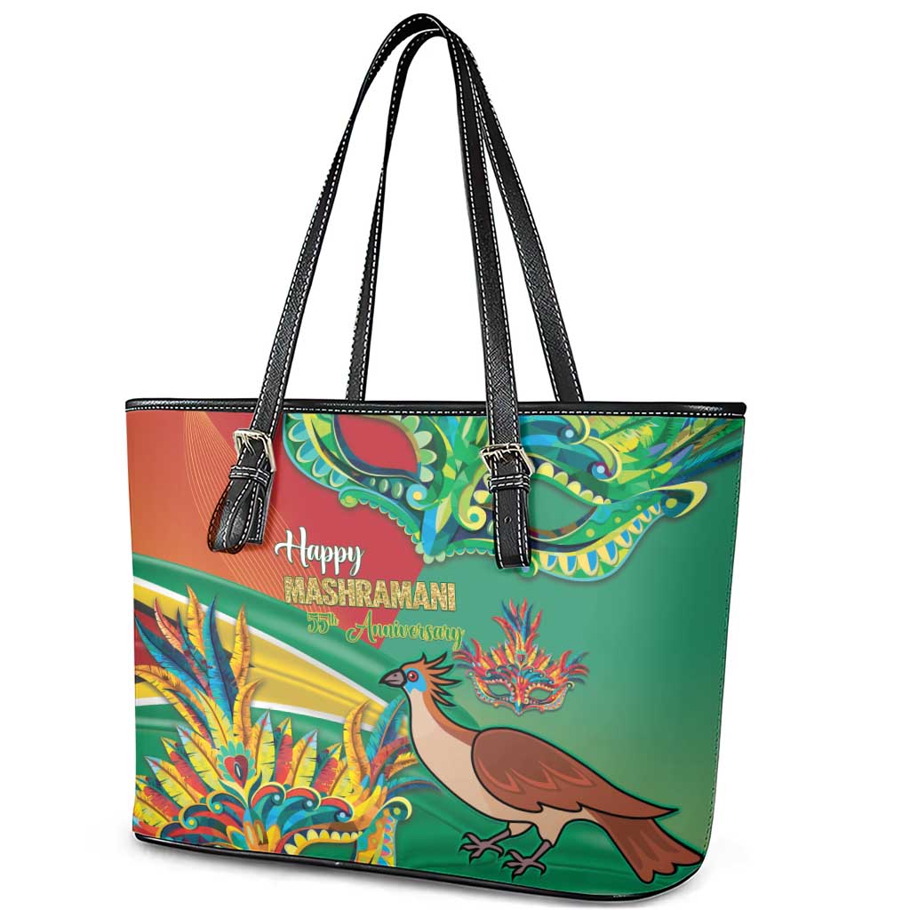 Guyana Republic Day Leather Tote Bag Happy Mashramani 55th Anniversary