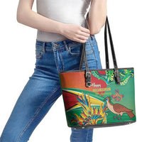 Guyana Republic Day Leather Tote Bag Happy Mashramani 55th Anniversary