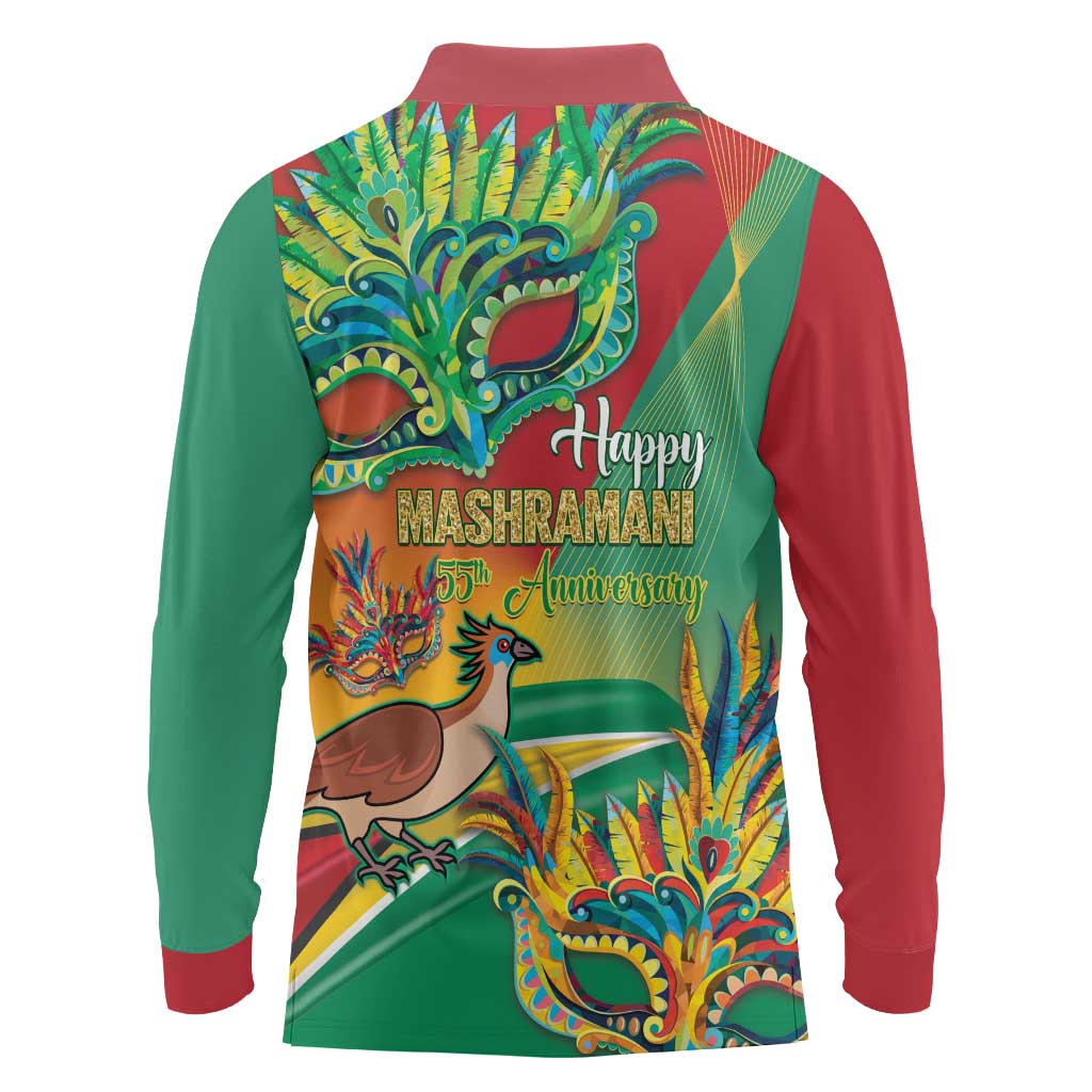 Guyana Republic Day Long Sleeve Polo Shirt Happy Mashramani 55th Anniversary