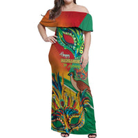 Guyana Republic Day Off Shoulder Maxi Dress Happy Mashramani 55th Anniversary
