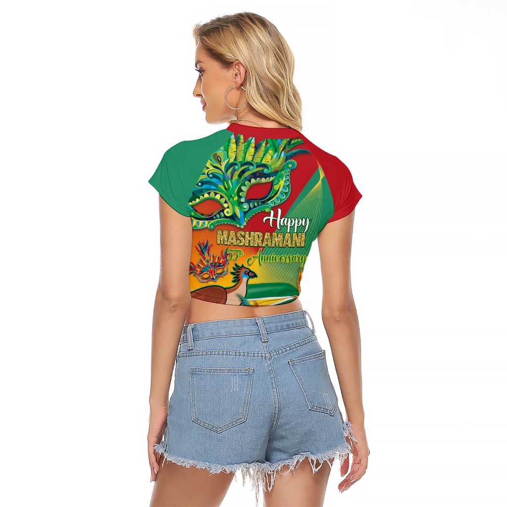 Guyana Republic Day Raglan Cropped T Shirt Happy Mashramani 55th Anniversary - Wonder Print Shop