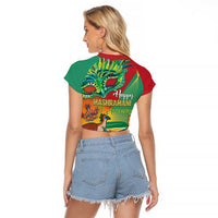 Guyana Republic Day Raglan Cropped T Shirt Happy Mashramani 55th Anniversary - Wonder Print Shop
