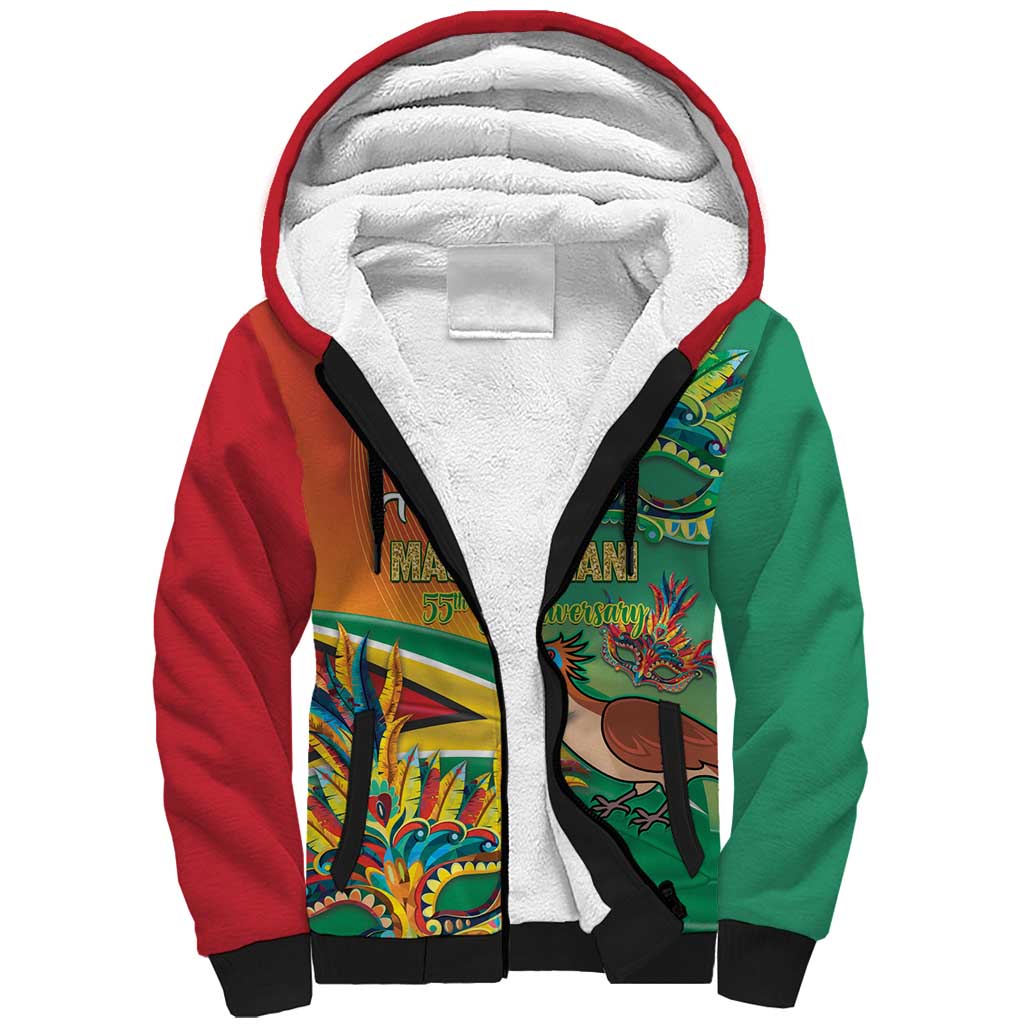 Guyana Republic Day Sherpa Hoodie Happy Mashramani 55th Anniversary - Wonder Print Shop