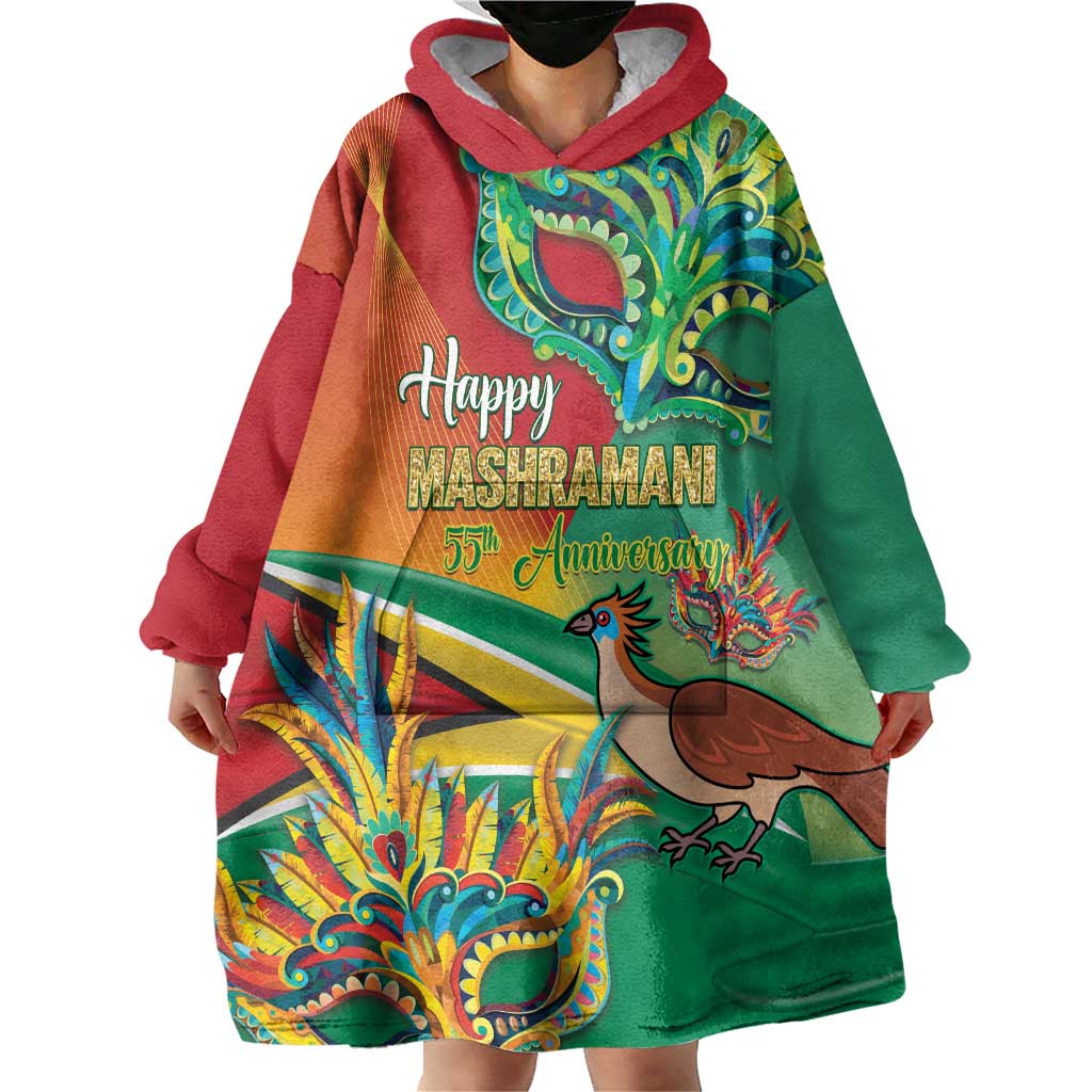 Guyana Republic Day Wearable Blanket Hoodie Happy Mashramani 55th Anniversary - Wonder Print Shop