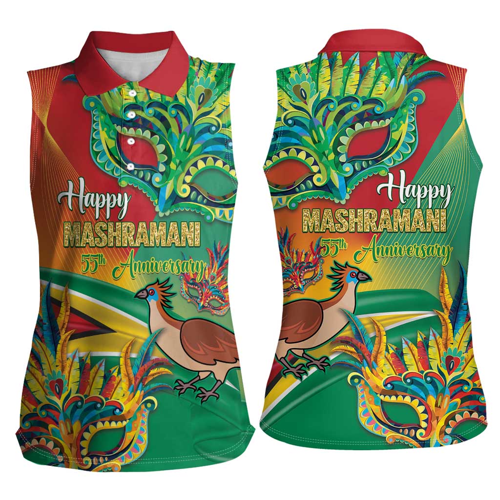 Guyana Republic Day Women Sleeveless Polo Shirt Happy Mashramani 55th Anniversary - Wonder Print Shop