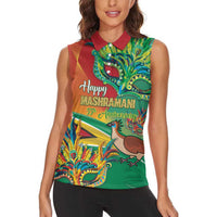 Guyana Republic Day Women Sleeveless Polo Shirt Happy Mashramani 55th Anniversary - Wonder Print Shop