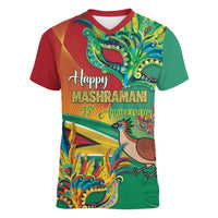 Guyana Republic Day Women V-Neck T-Shirt Happy Mashramani 55th Anniversary - Wonder Print Shop