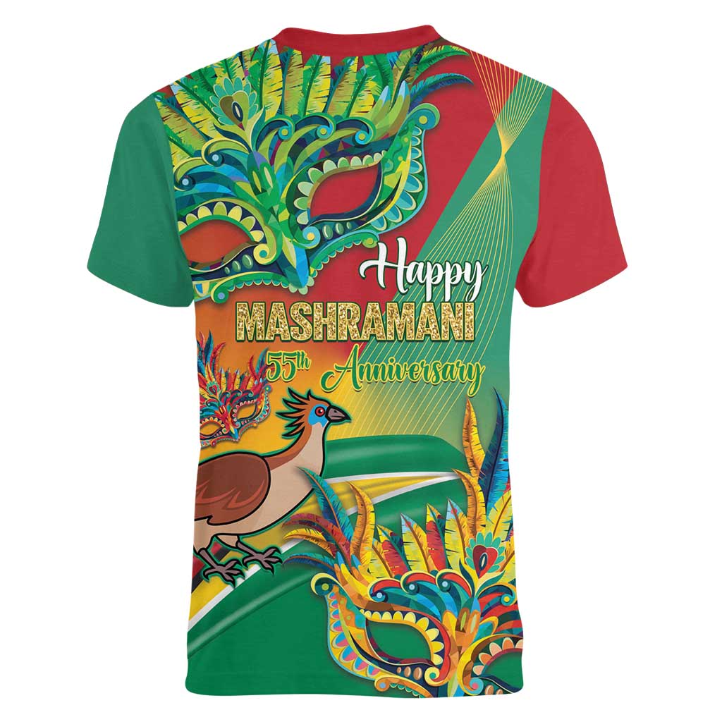 Guyana Republic Day Women V-Neck T-Shirt Happy Mashramani 55th Anniversary - Wonder Print Shop