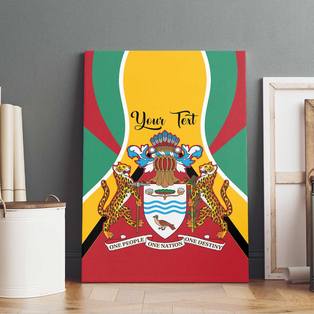 Personalized Guyana Coat Of Arms Canvas Wall Art Flag Color