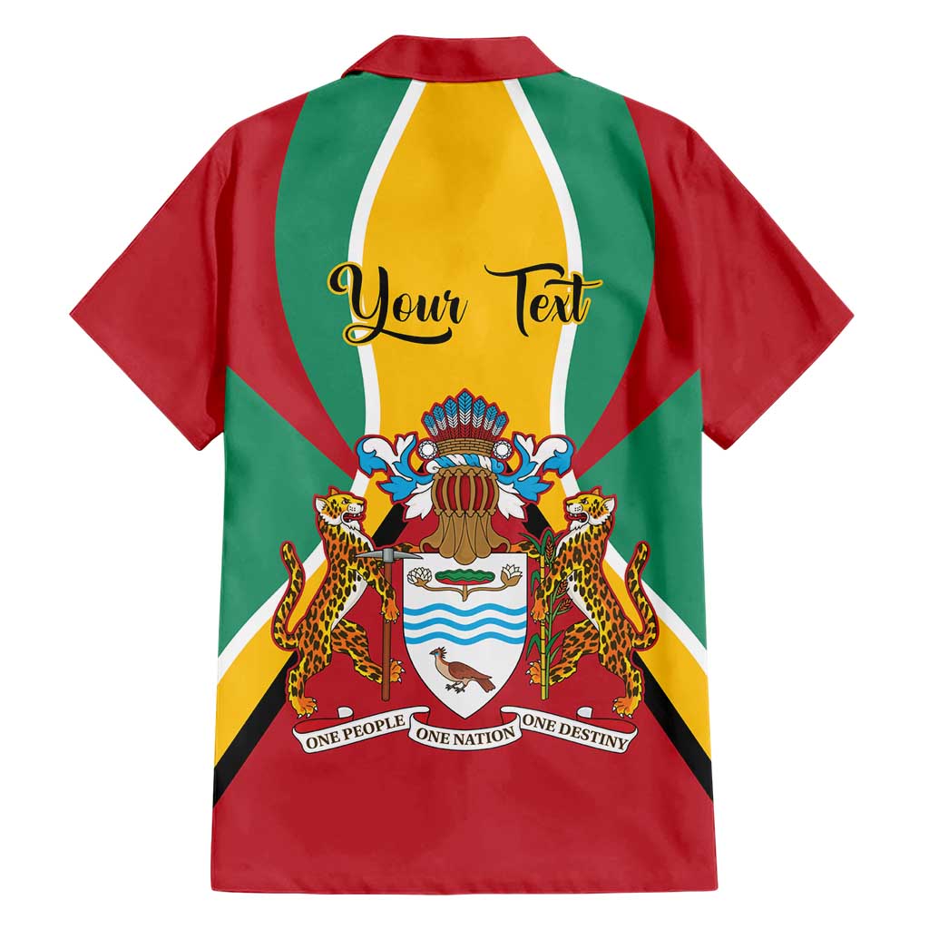 Personalized Guyana Coat Of Arms Family Matching Short Sleeve Bodycon Dress and Hawaiian Shirt Flag Color