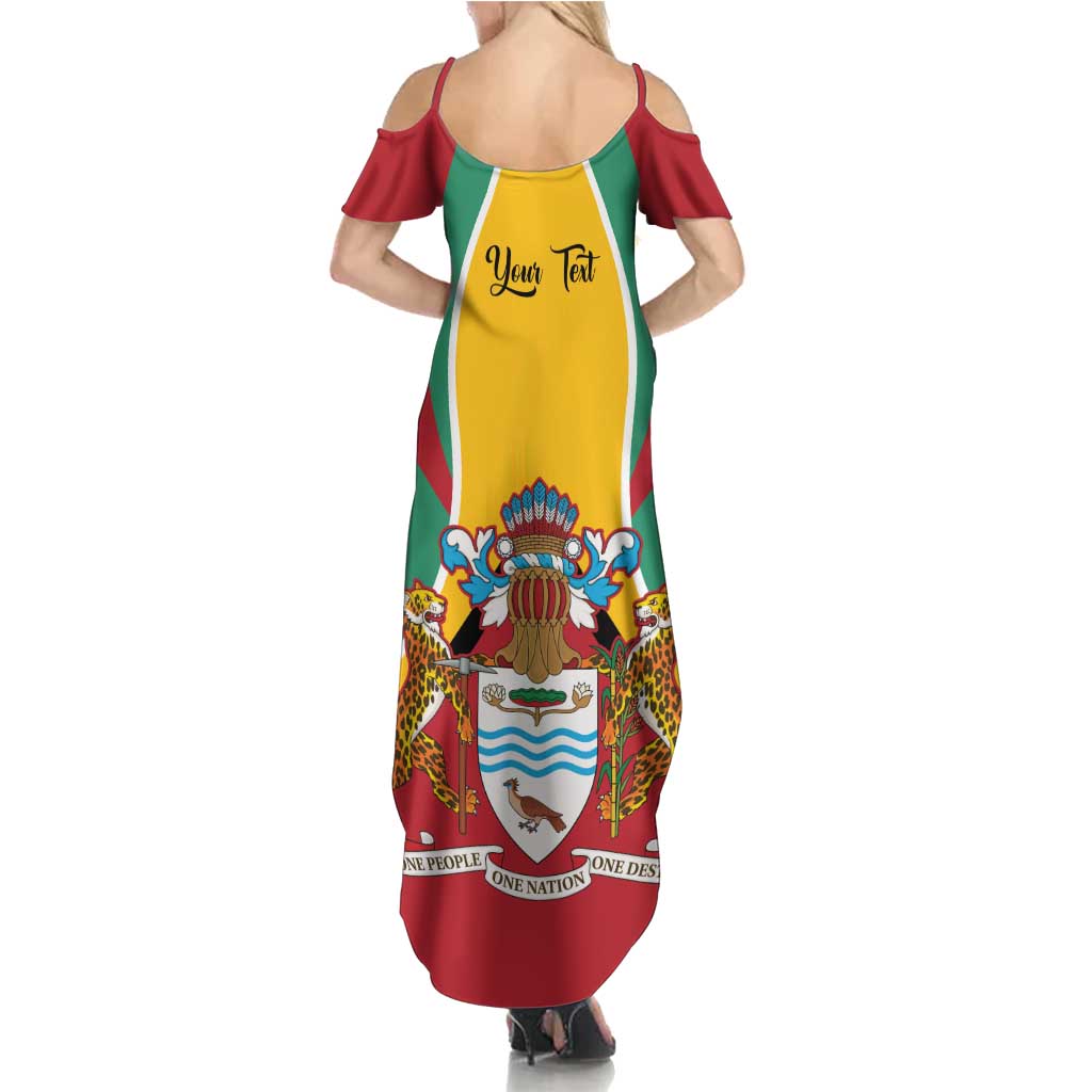 Personalized Guyana Coat Of Arms Family Matching Summer Maxi Dress and Hawaiian Shirt Flag Color
