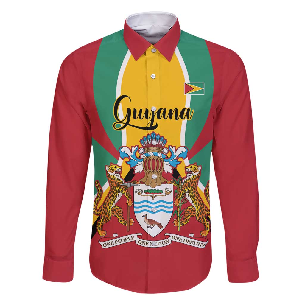Personalized Guyana Coat Of Arms Family Matching Tank Maxi Dress and Hawaiian Shirt Flag Color