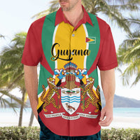 Personalized Guyana Coat Of Arms Hawaiian Shirt Flag Color