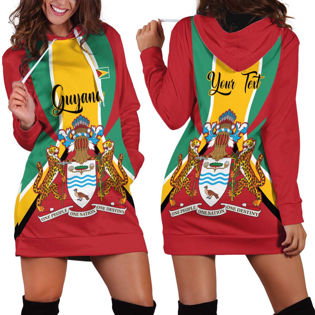 Personalized Guyana Coat Of Arms Hoodie Dress Flag Color