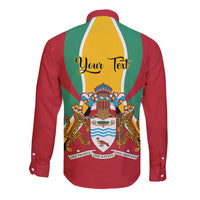 Personalized Guyana Coat Of Arms Long Sleeve Button Shirt Flag Color
