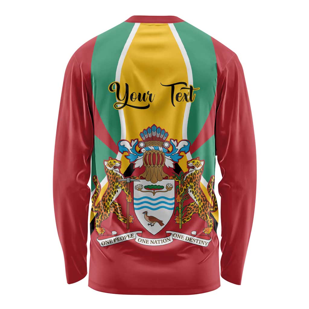 Personalized Guyana Coat Of Arms Long Sleeve Shirt Flag Color