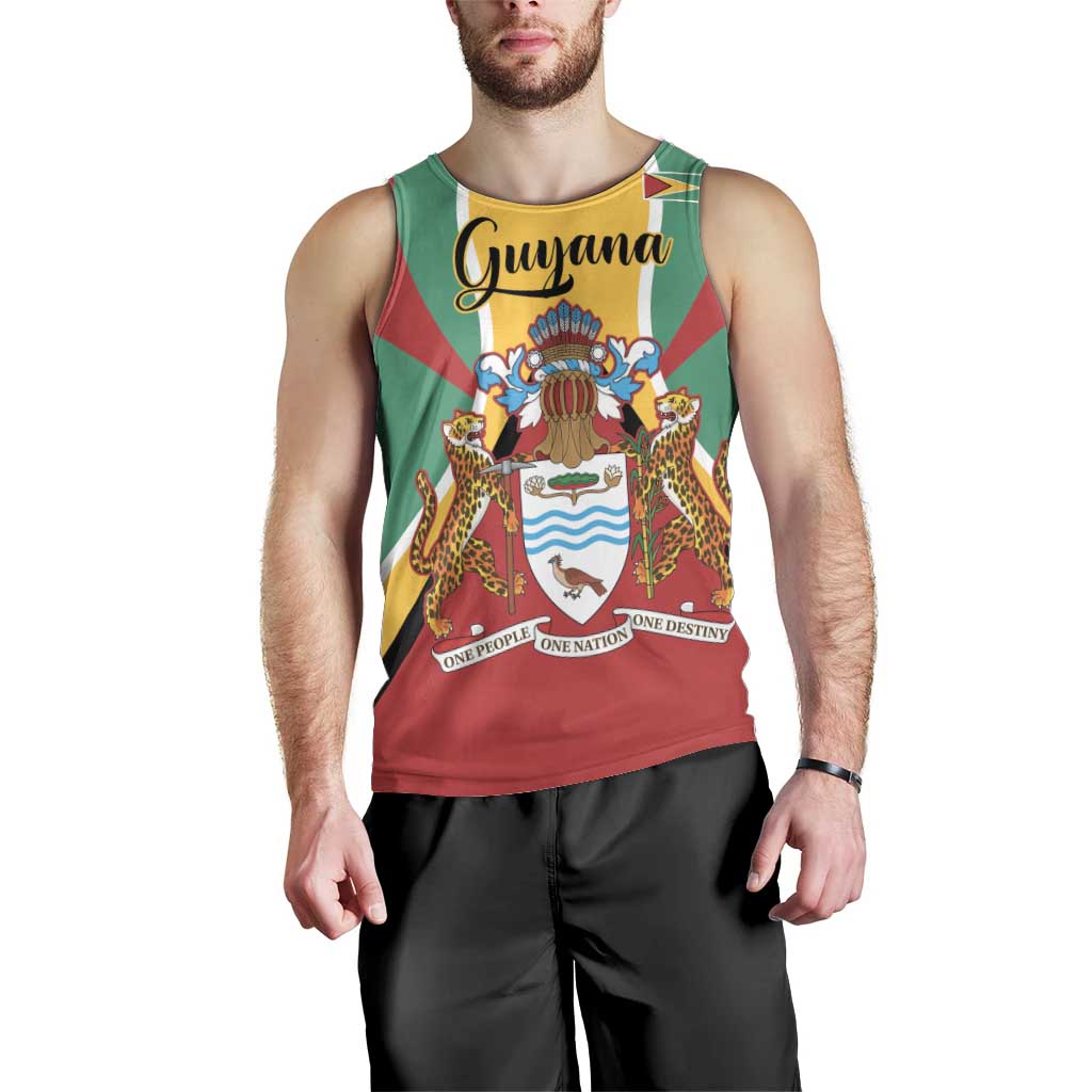 Personalized Guyana Coat Of Arms Men Tank Top Flag Color