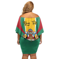 Personalized Guyana Coat Of Arms Off Shoulder Short Dress Flag Color