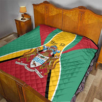 Personalized Guyana Coat Of Arms Quilt Flag Color - Wonder Print Shop