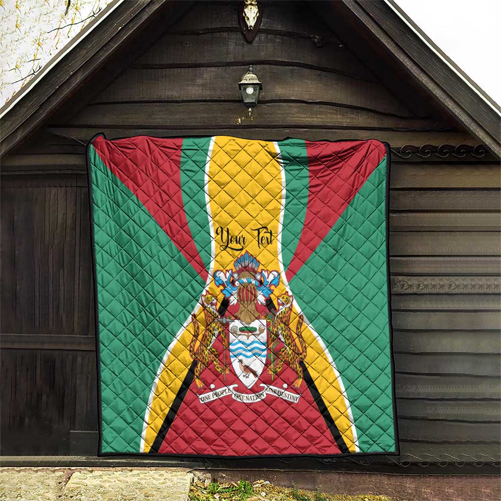 Personalized Guyana Coat Of Arms Quilt Flag Color - Wonder Print Shop