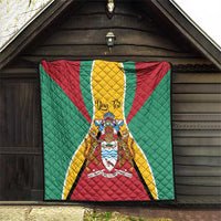 Personalized Guyana Coat Of Arms Quilt Flag Color - Wonder Print Shop