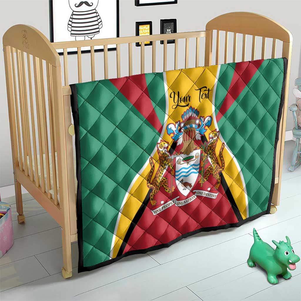 Personalized Guyana Coat Of Arms Quilt Flag Color - Wonder Print Shop