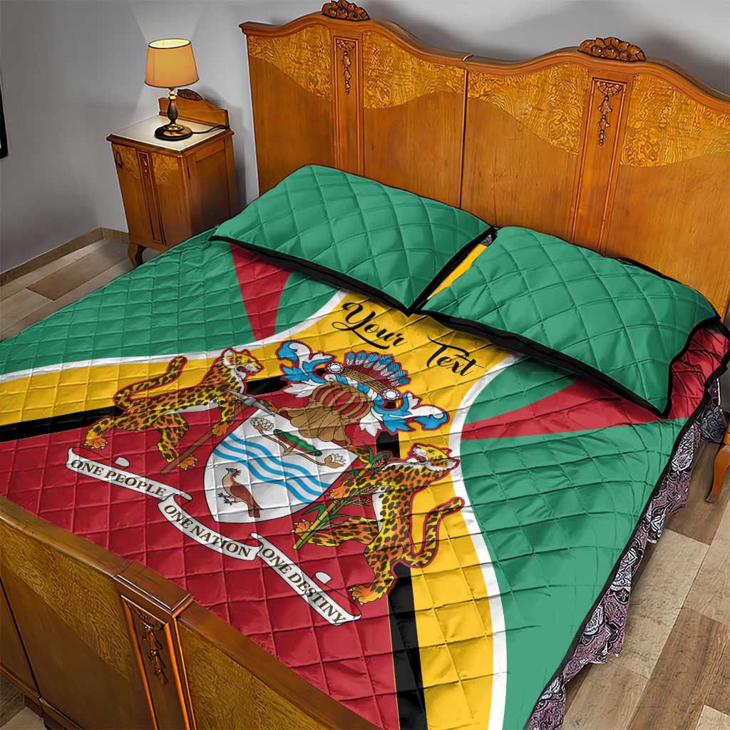 Personalized Guyana Coat Of Arms Quilt Bed Set Flag Color - Wonder Print Shop
