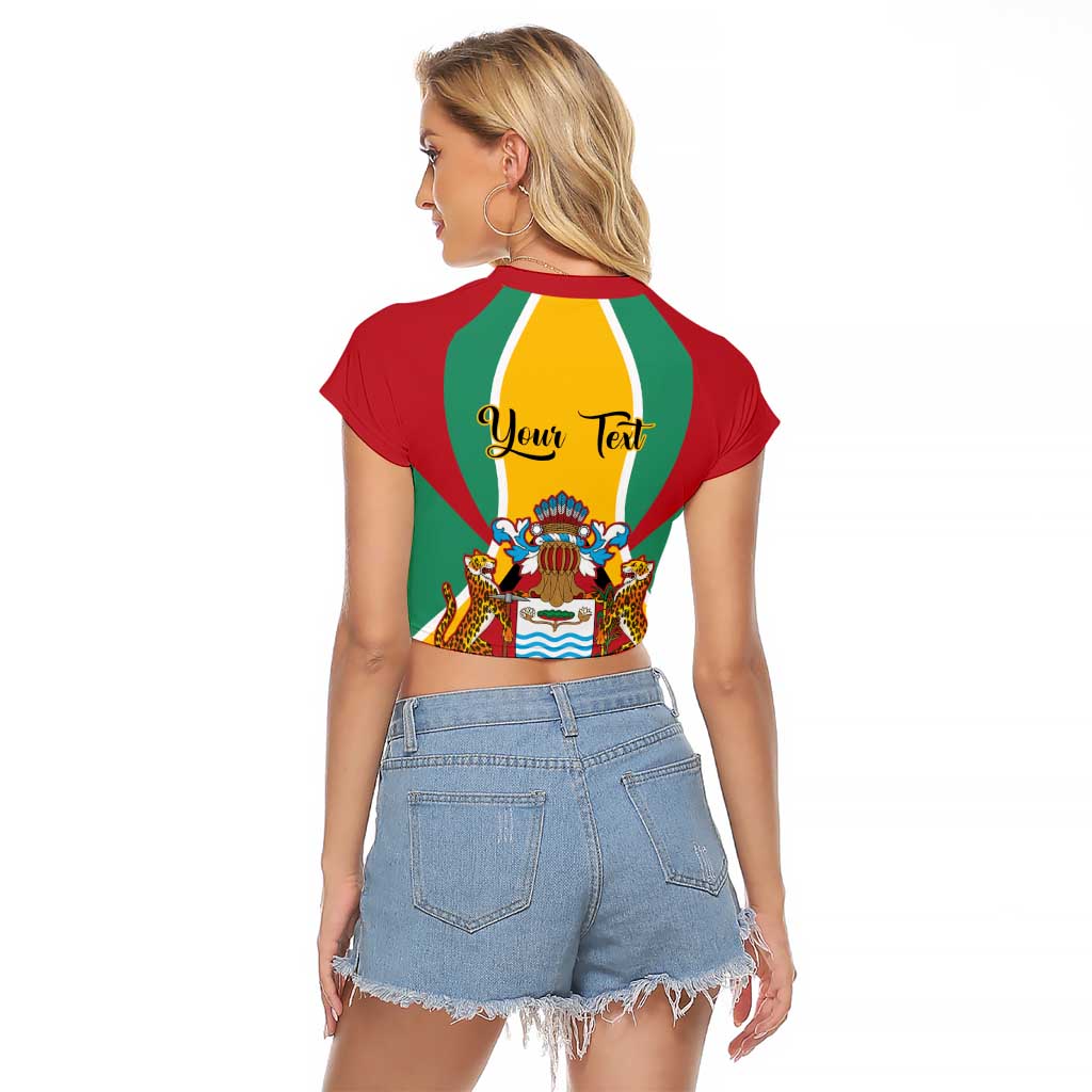 Personalized Guyana Coat Of Arms Raglan Cropped T Shirt Flag Color - Wonder Print Shop
