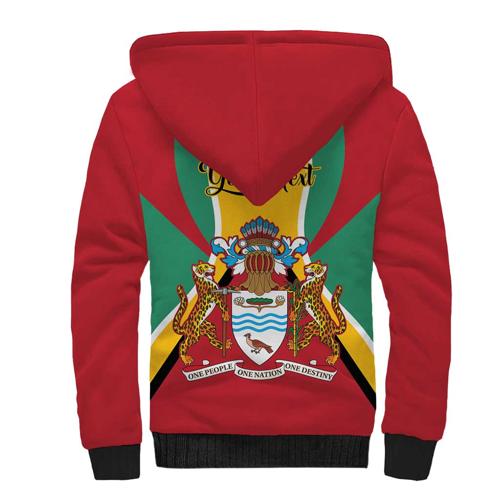 Personalized Guyana Coat Of Arms Sherpa Hoodie Flag Color - Wonder Print Shop