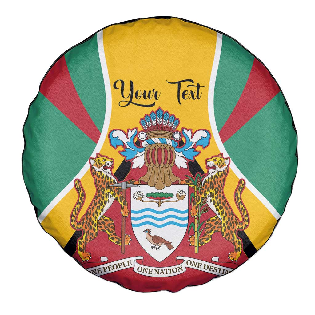 Personalized Guyana Coat Of Arms Spare Tire Cover Flag Color - Wonder Print Shop