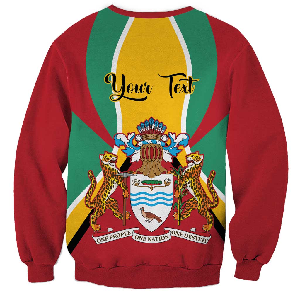 Personalized Guyana Coat Of Arms Sweatshirt Flag Color - Wonder Print Shop