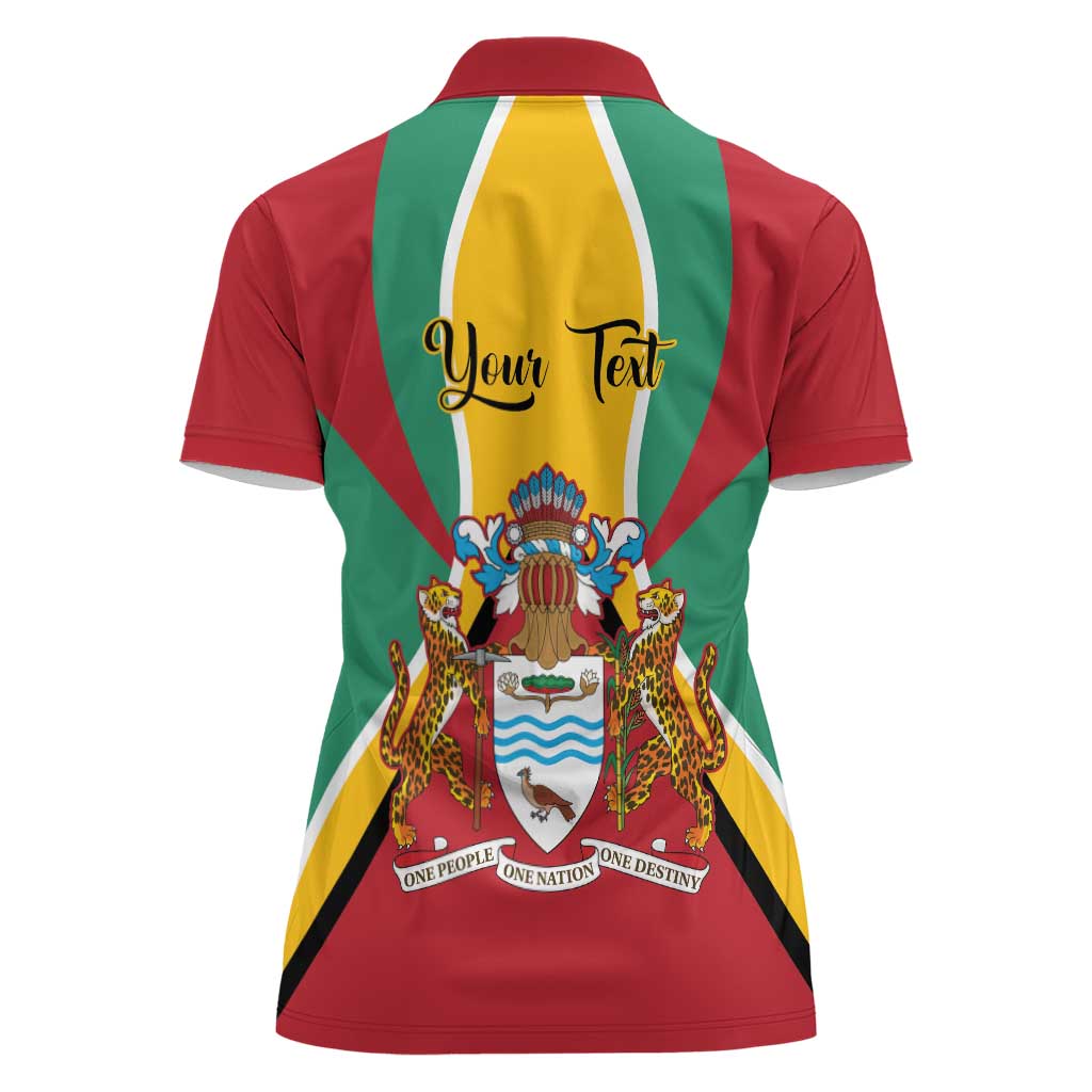 Personalized Guyana Coat Of Arms Women Polo Shirt Flag Color - Wonder Print Shop