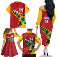 Custom Guyana Cricket Family Matching Off The Shoulder Long Sleeve Dress and Hawaiian Shirt Go Champions Amazon Warriors