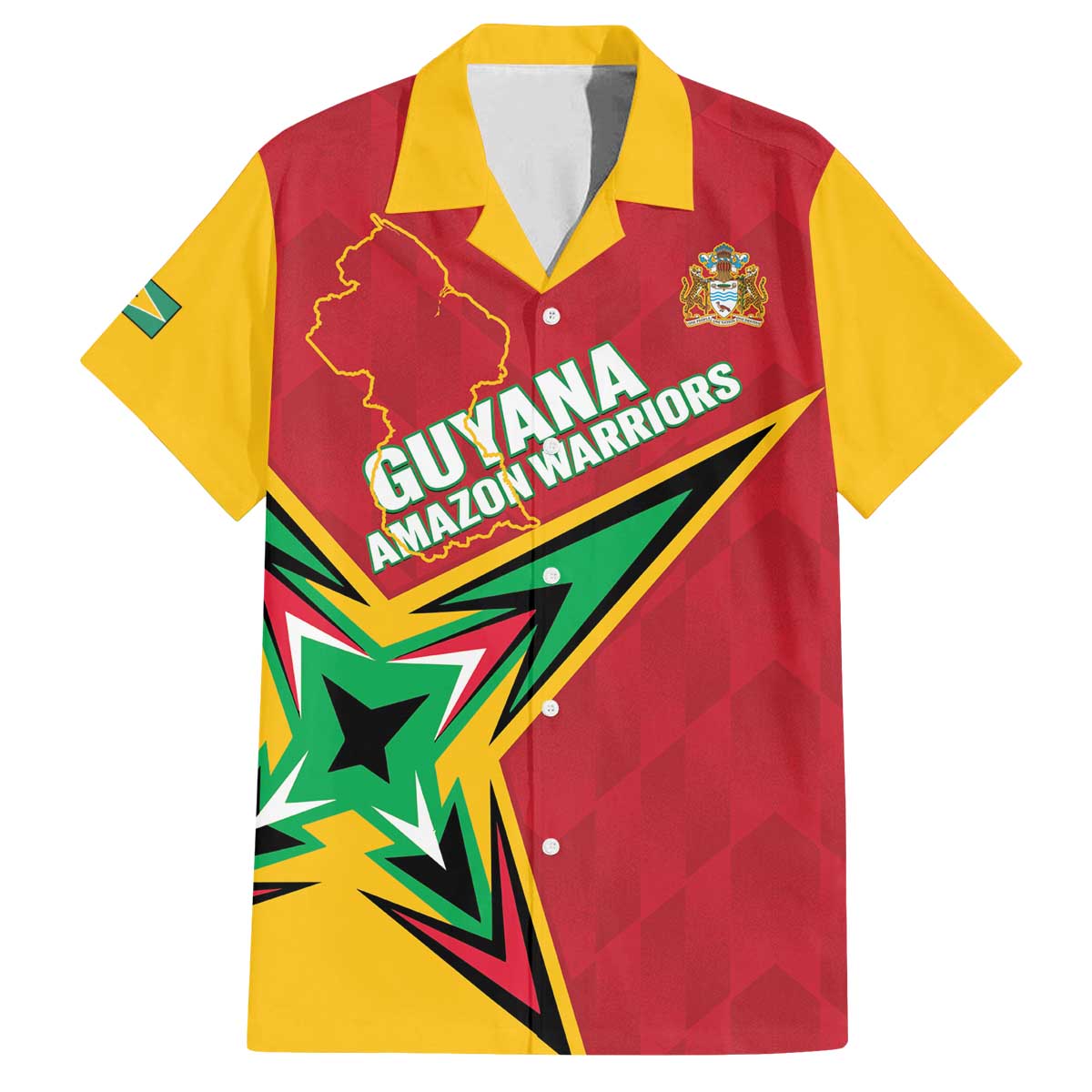 Custom Guyana Cricket Family Matching Off The Shoulder Long Sleeve Dress and Hawaiian Shirt Go Champions Amazon Warriors