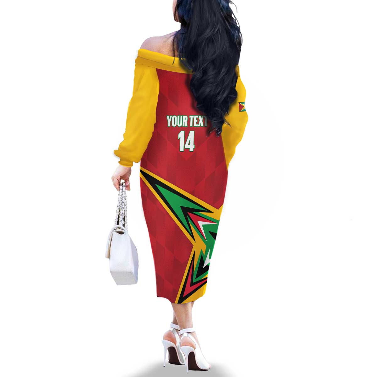 Custom Guyana Cricket Family Matching Off The Shoulder Long Sleeve Dress and Hawaiian Shirt Go Champions Amazon Warriors