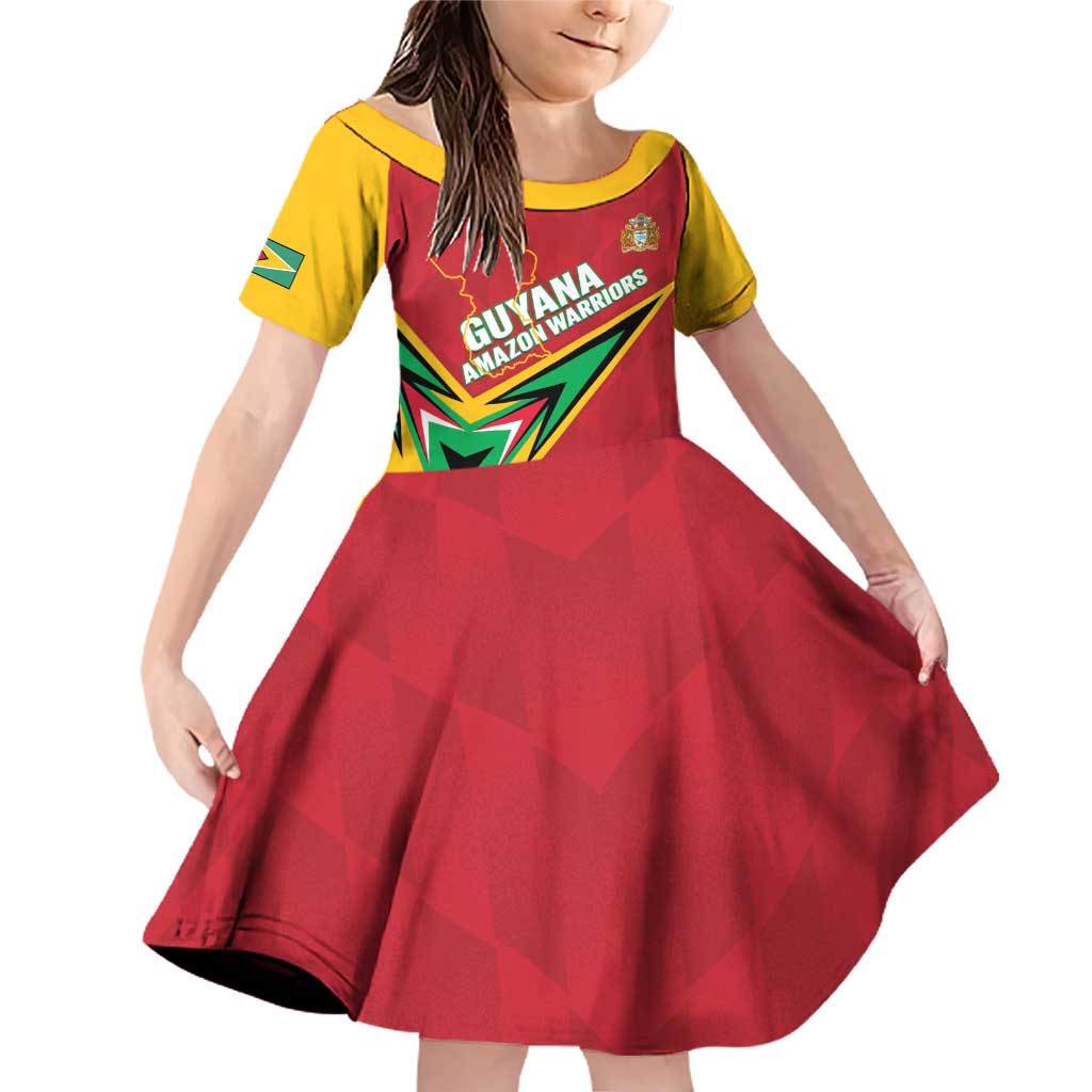 Custom Guyana Cricket Family Matching Off Shoulder Short Dress and Hawaiian Shirt Go Champions Amazon Warriors